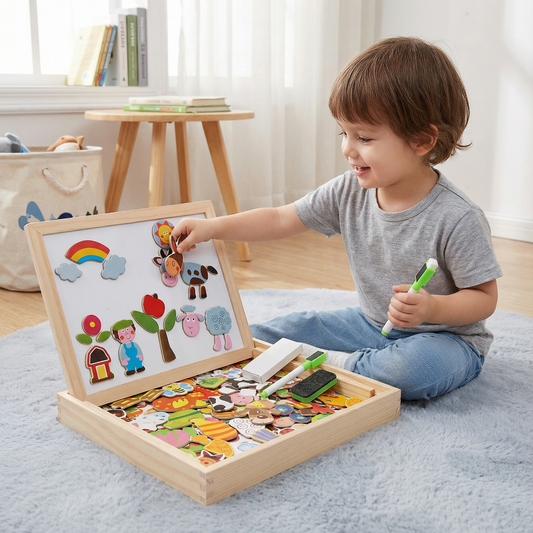 Magnetisk pusselbräda för barn | Kreativ inlärningsleksak med funktioner för ritning och formmatchning
