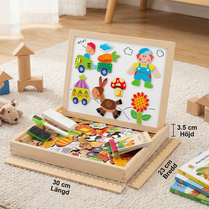 Magnetisk pusselbräda för barn | Kreativ inlärningsleksak med funktioner för ritning och formmatchning