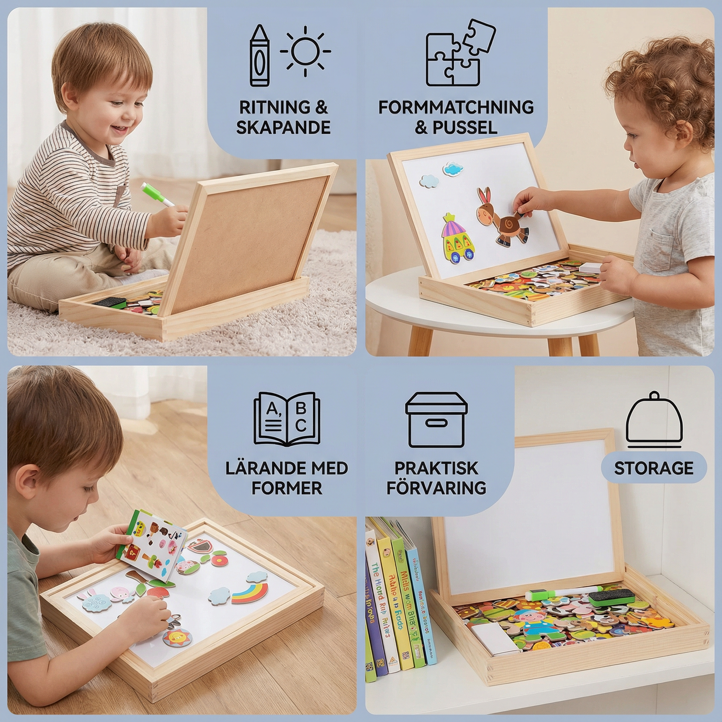 Magnetisk pusselbräda för barn | Kreativ inlärningsleksak med funktioner för ritning och formmatchning