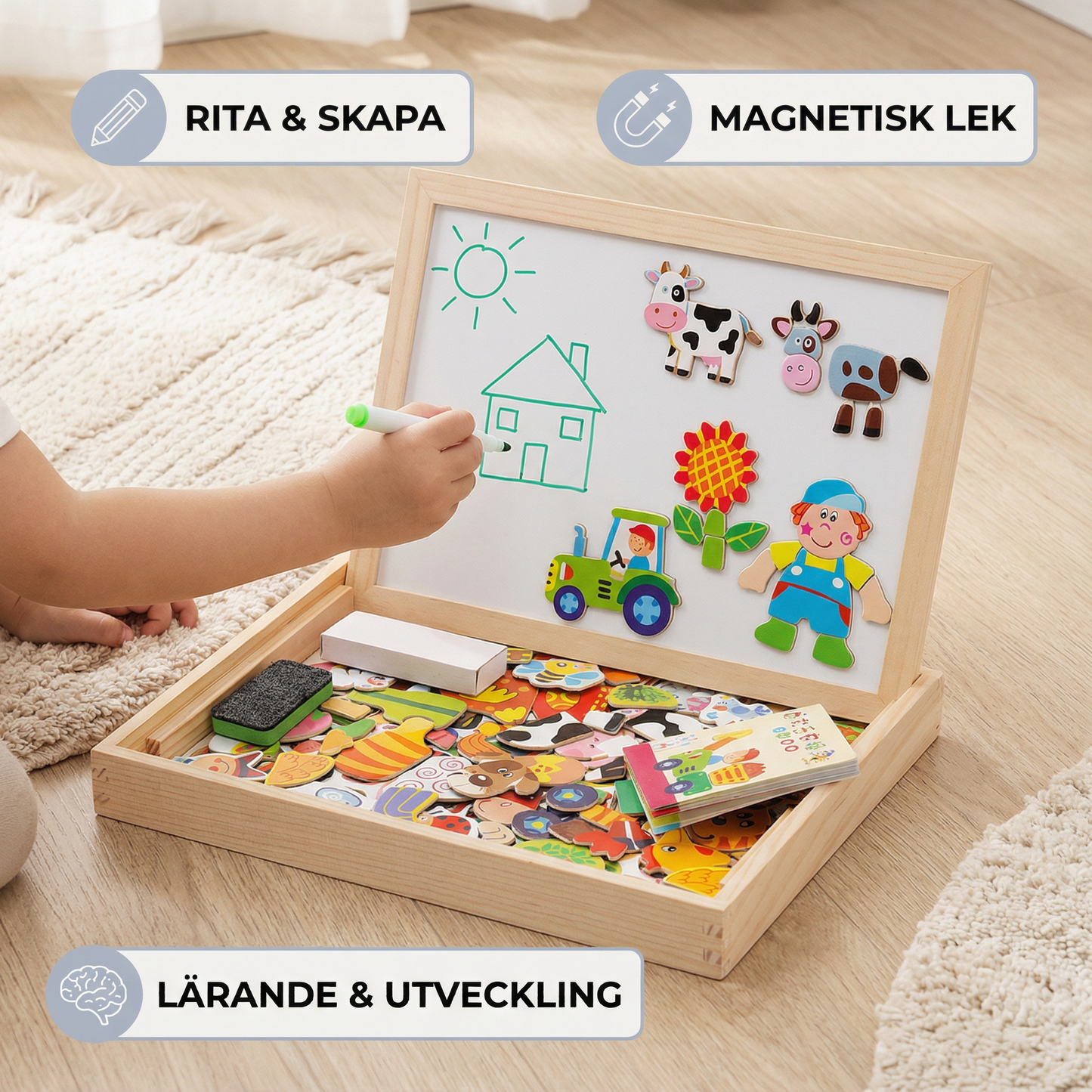 Magnetisk pusselbräda för barn | Kreativ inlärningsleksak med funktioner för ritning och formmatchning