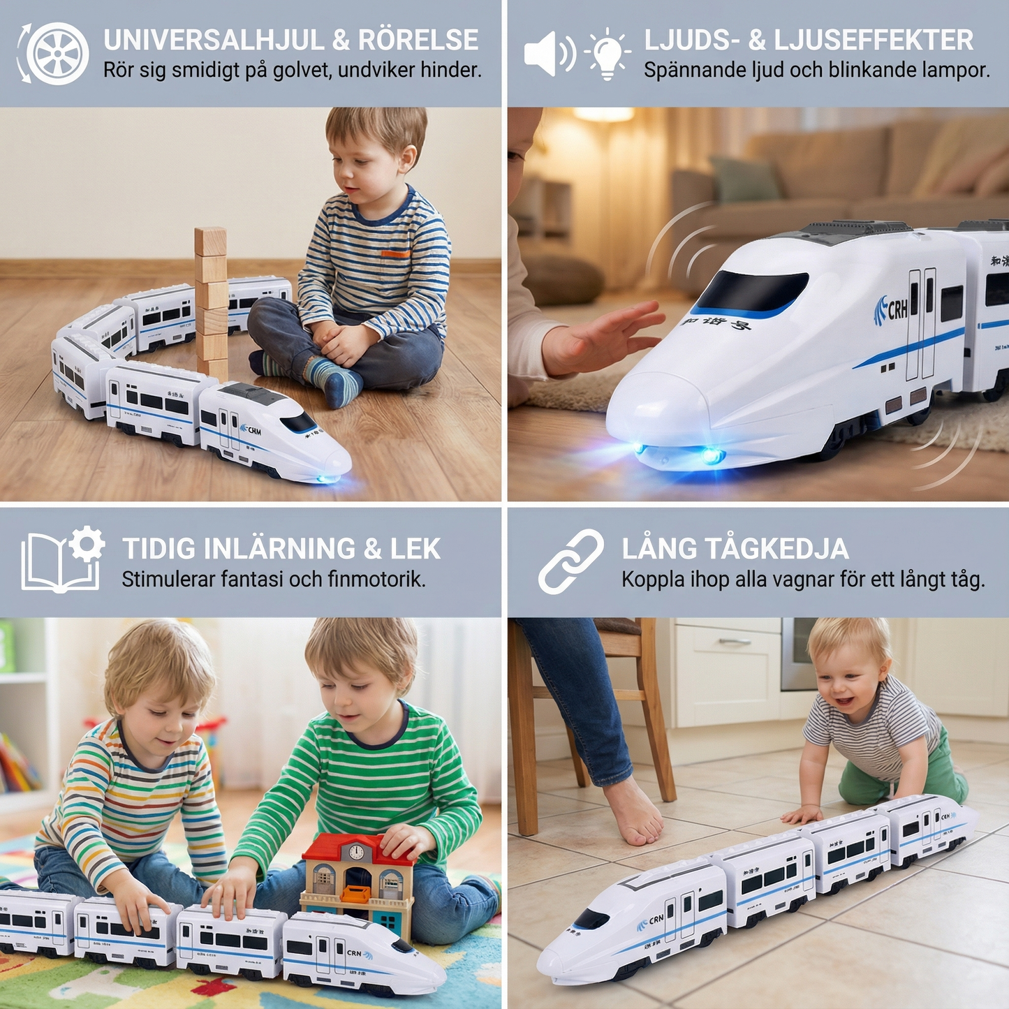 Smart tåg med kedjevagnar leksak för barn