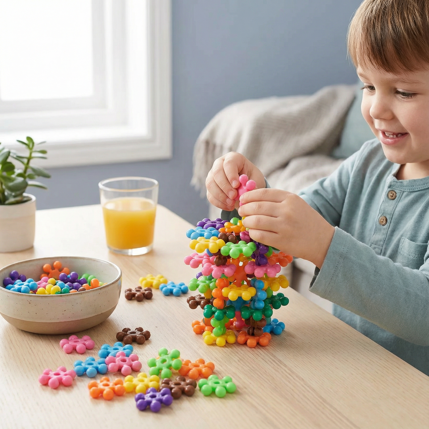 Snöflinga byggklossar för barn | Kreativ 3D-pusselleksak för pedagogiskt nöje och finmotorik