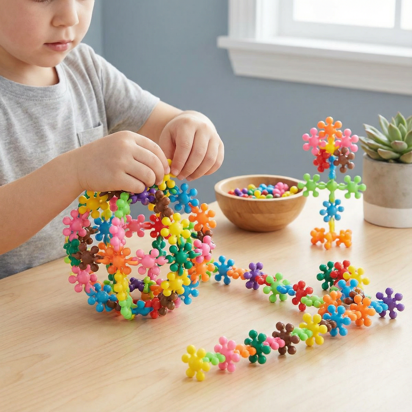 Snöflinga byggklossar för barn | Kreativ 3D-pusselleksak för pedagogiskt nöje och finmotorik