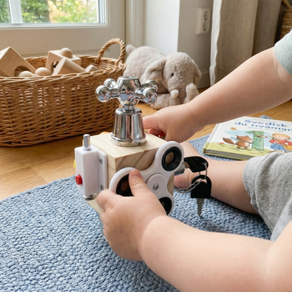 Bussy cube i trä för småbarn | Pedagogisk aktivitetsleksak för finmotorik och tidig sensorisk inlärning
