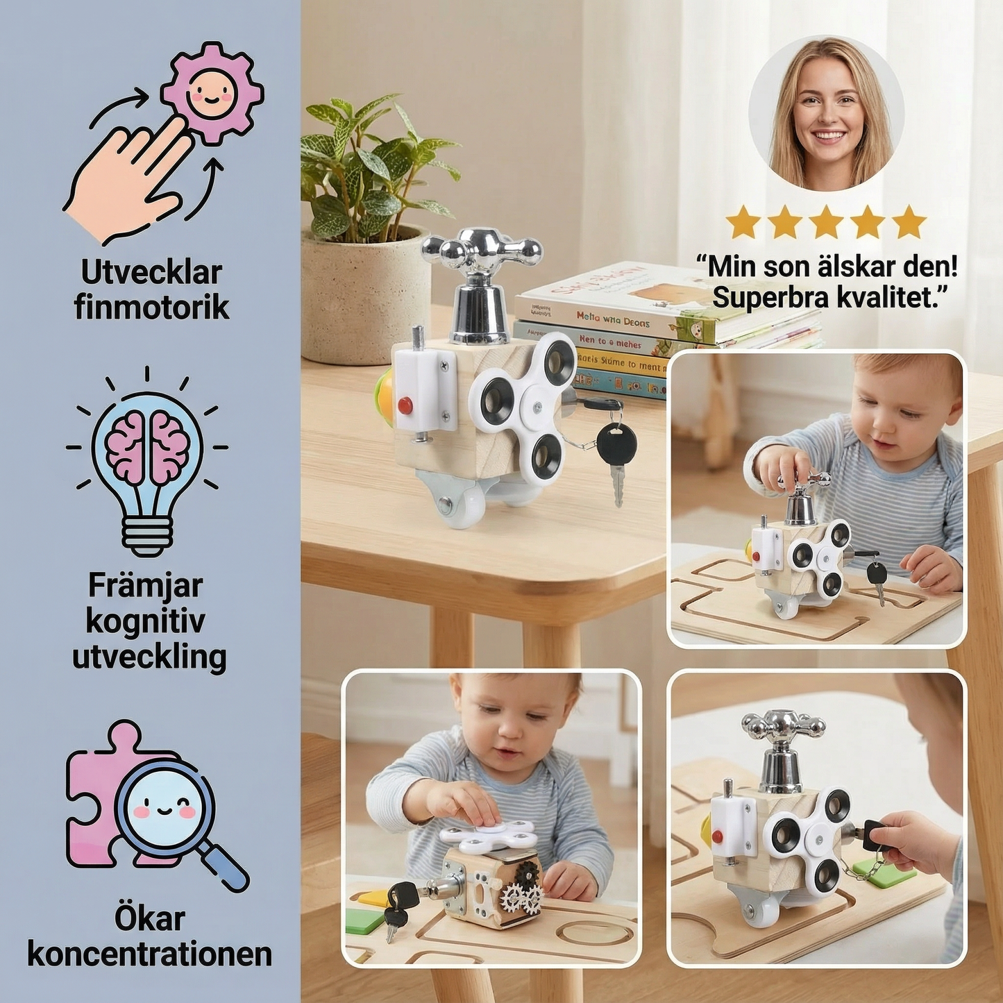 Bussy cube i trä för småbarn | Pedagogisk aktivitetsleksak för finmotorik och tidig sensorisk inlärning