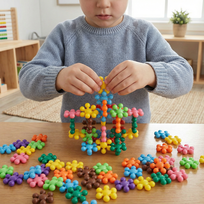 Snöflinga byggklossar för barn | Kreativ 3D-pusselleksak för pedagogiskt nöje och finmotorik