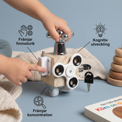 Bussy cube i trä för småbarn | Pedagogisk aktivitetsleksak för finmotorik och tidig sensorisk inlärning