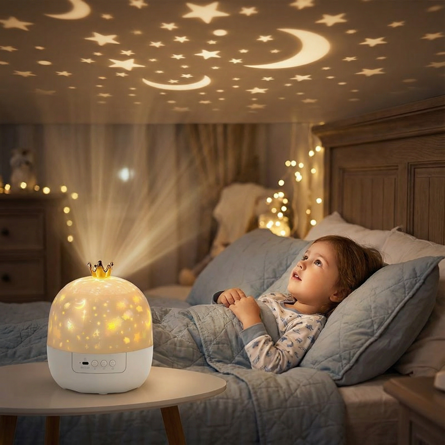 Stjärnhimmelprojektor nattlampa ⎜ Roterande LED-lampa