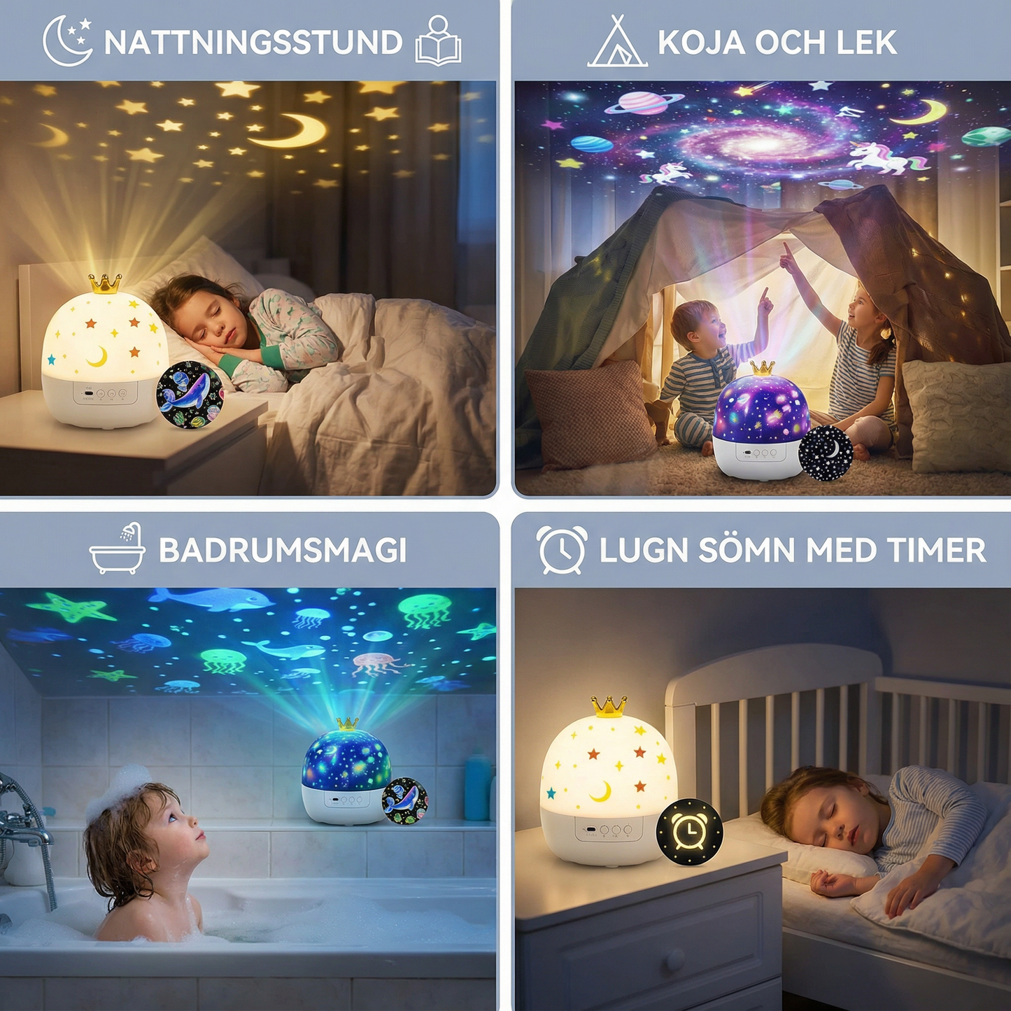 Stjärnhimmelprojektor nattlampa ⎜ Roterande LED-lampa