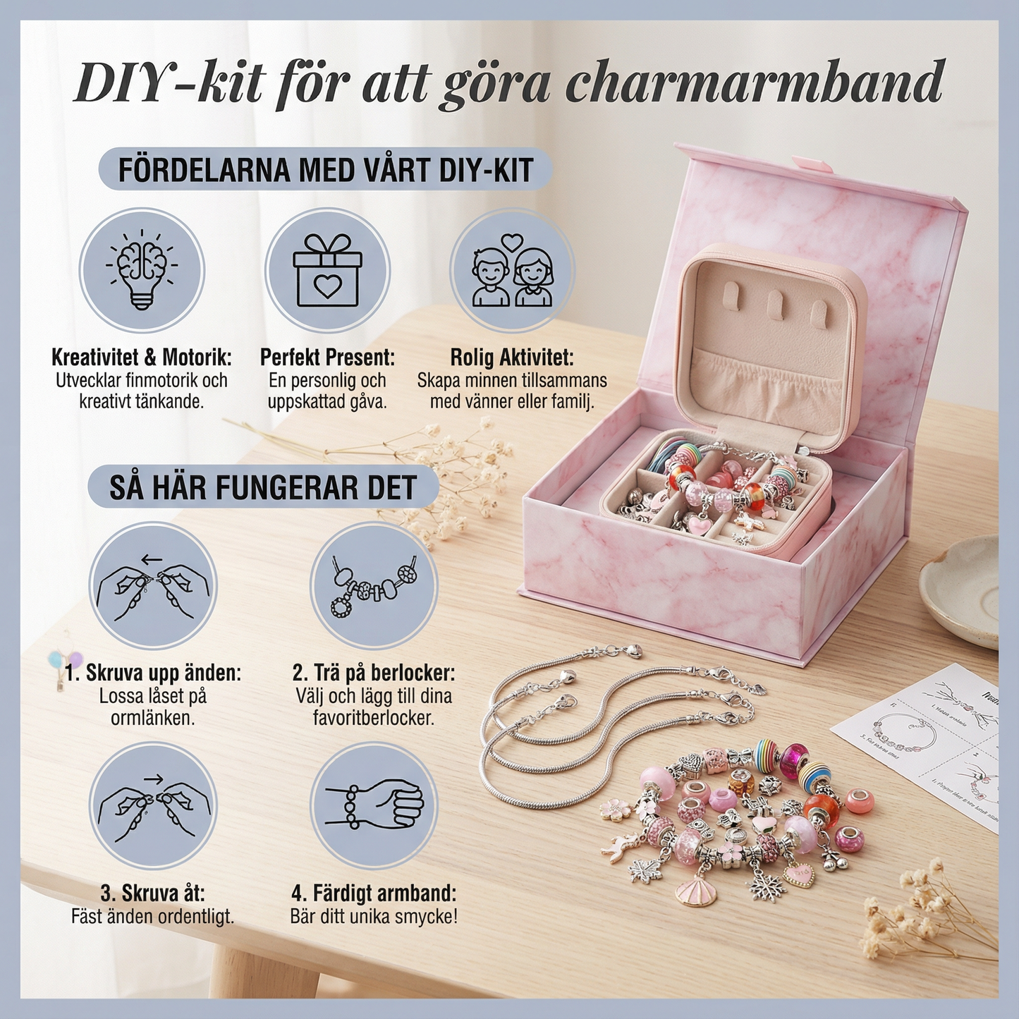DIY-kit för att göra charmarmband ⎜ Smyckestillverkningsset