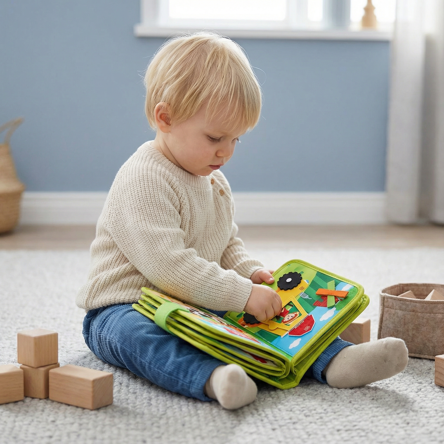 Lärande gårdsberättelsebok för småbarn | Aktivitetsbok i mjuk filt för djurinlärning och finmotorik