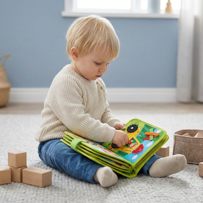 Lärande gårdsberättelsebok för småbarn | Aktivitetsbok i mjuk filt för djurinlärning och finmotorik