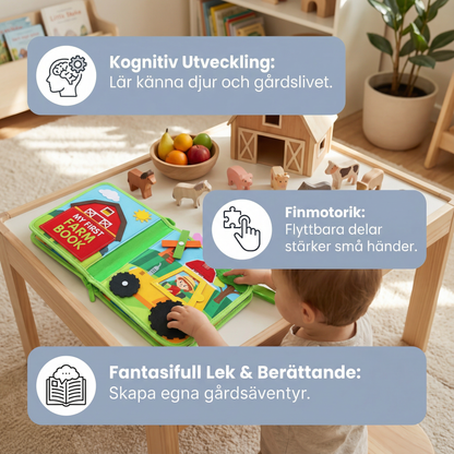 Lärande gårdsberättelsebok för småbarn | Aktivitetsbok i mjuk filt för djurinlärning och finmotorik
