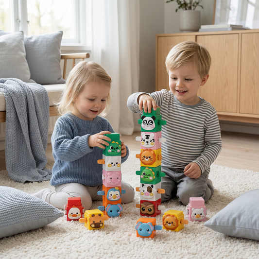 Pedagogiskt Montessori djurstaplingsbyggleksak