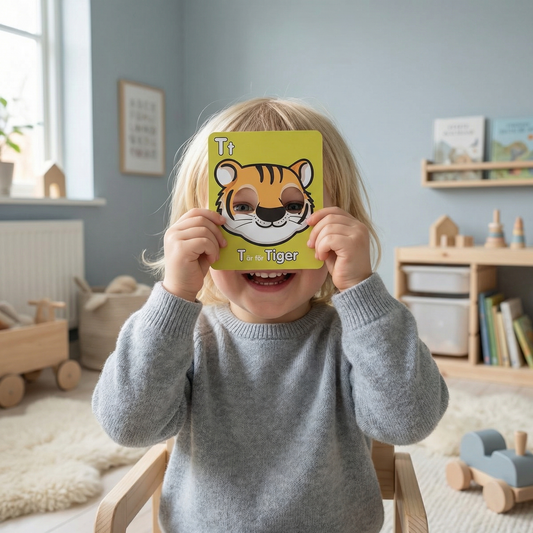 Alfabetets lärkort med djurmotiv