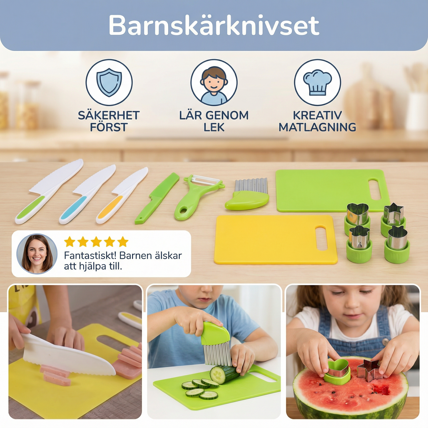 Barnskärknivset | Säkra och roliga köksverktyg för att lära sig skära frukt och grönsaker
