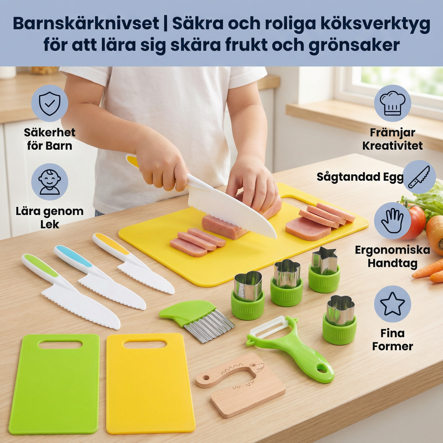 Barnskärknivset | Säkra och roliga köksverktyg för att lära sig skära frukt och grönsaker