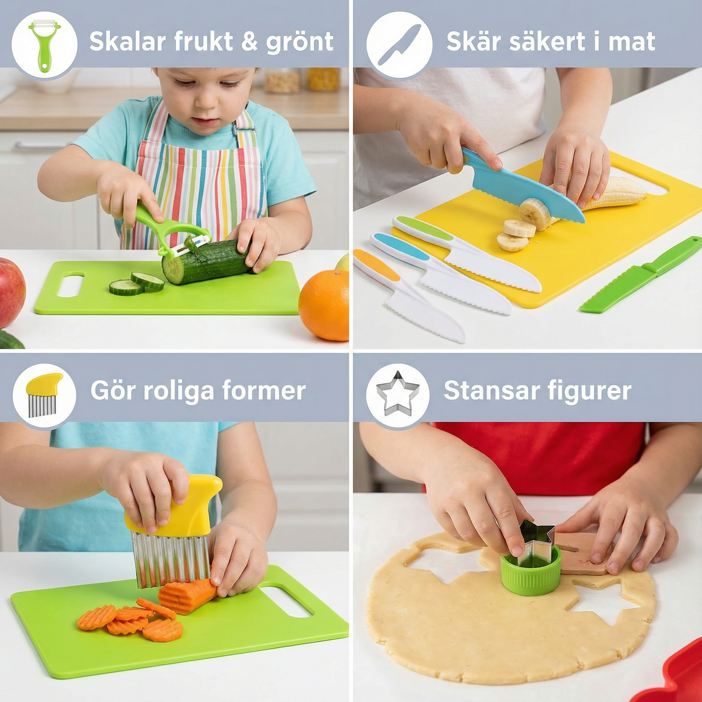 Barnskärknivset | Säkra och roliga köksverktyg för att lära sig skära frukt och grönsaker
