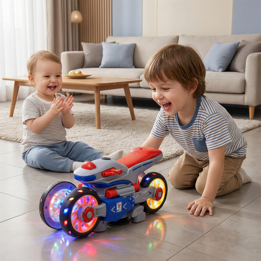 Dansande motorcykel med ljus och musik