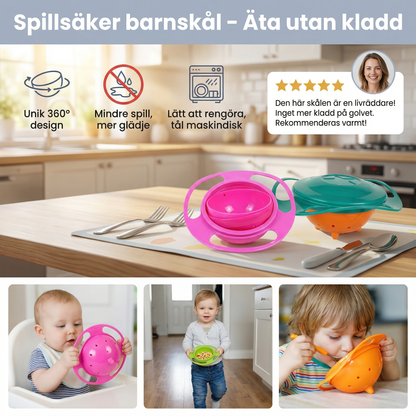 Spillsäker barnskål – Äta utan kladd