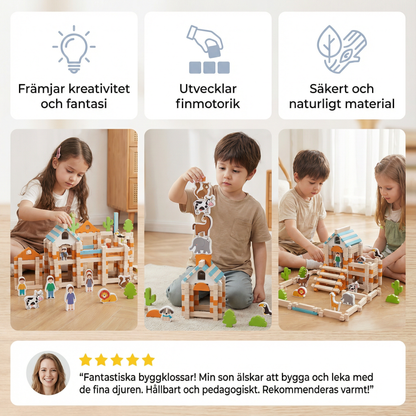 Montessori Träbyggklossar – Naturligt stapel- och byggleksak