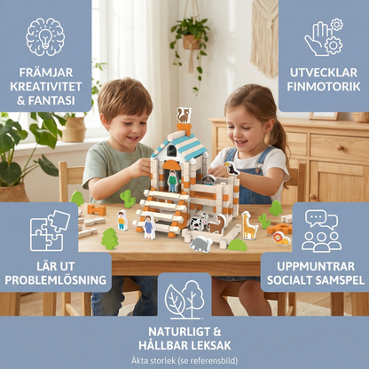Montessori Träbyggklossar – Naturligt stapel- och byggleksak