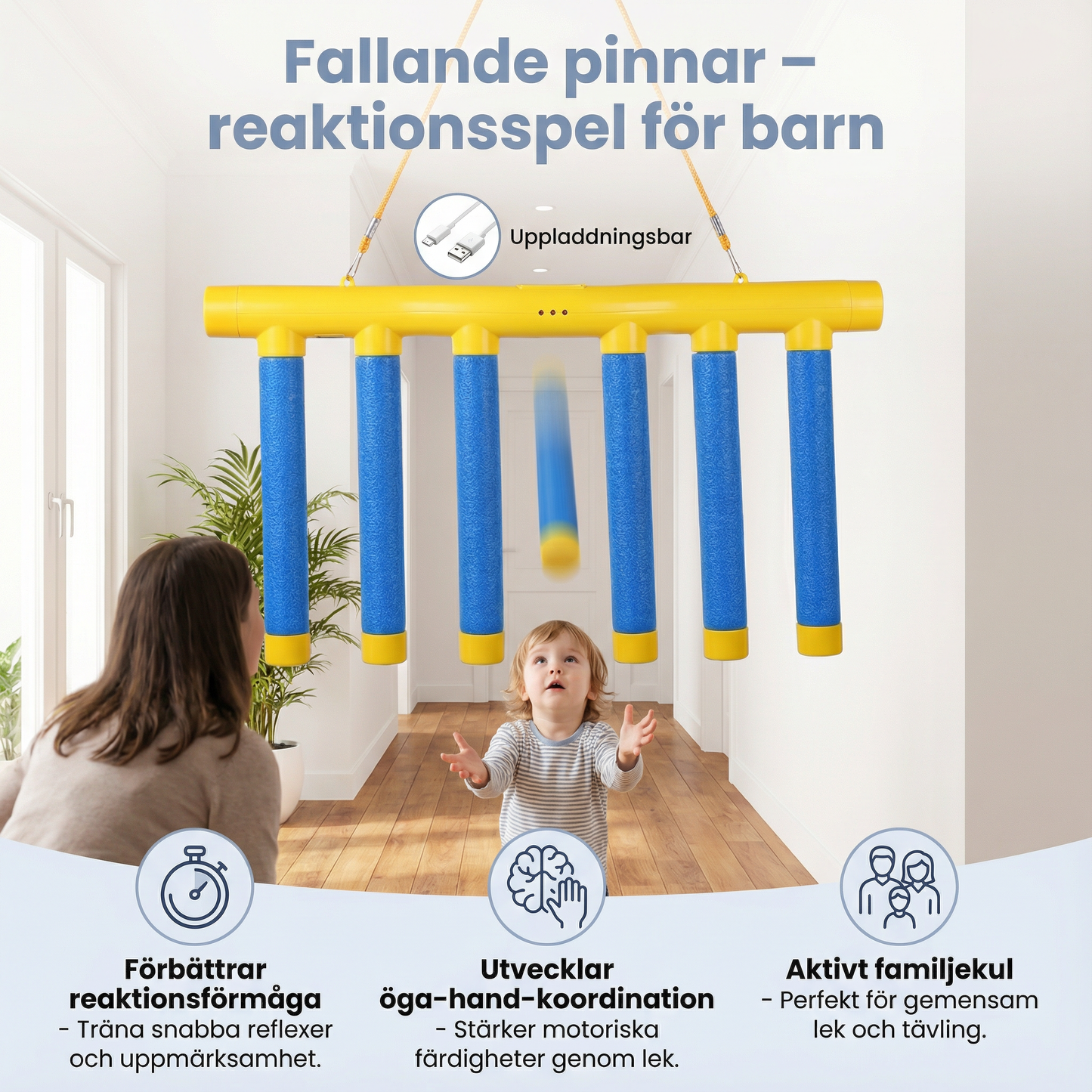 Fallande pinnar – reaktionsspel för barn