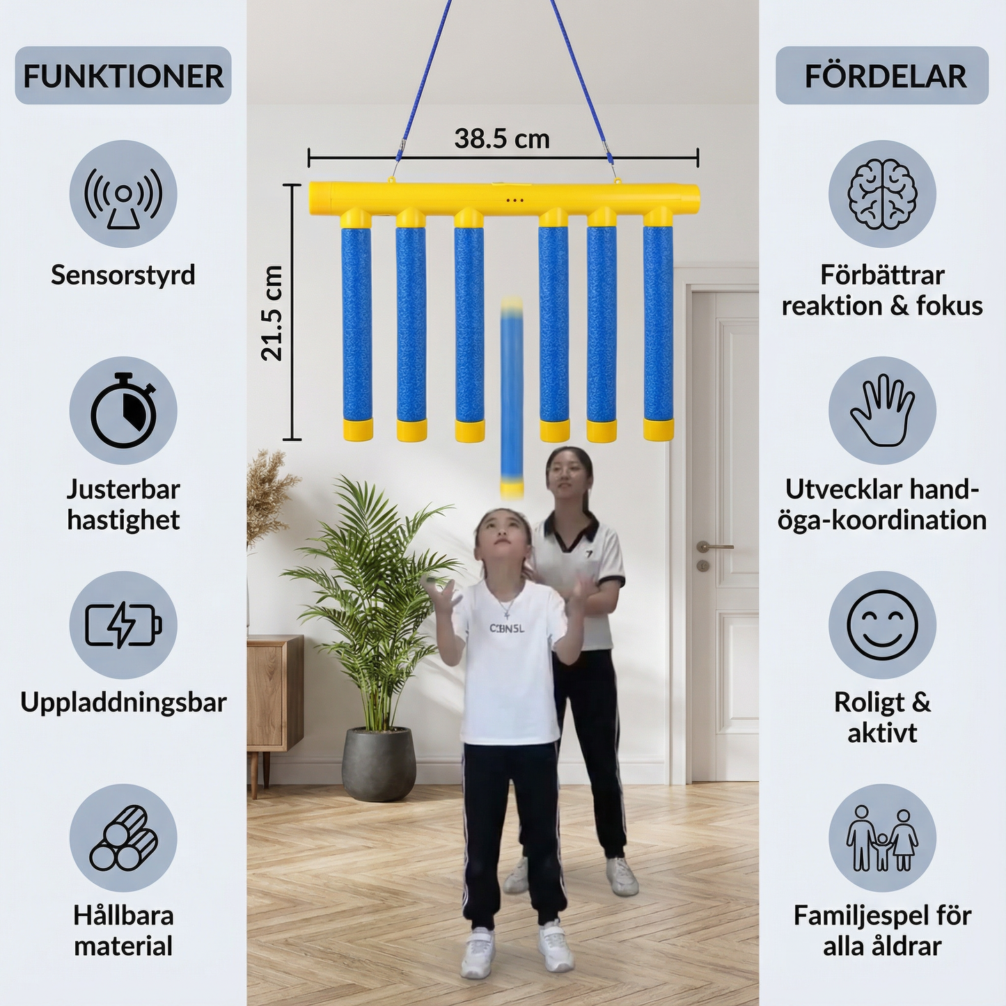 Fallande pinnar – reaktionsspel för barn