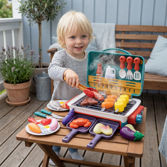 Min första BBQ-grill – Barnkök med rökeffekt och färgändrande mat