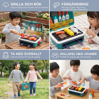 Min första BBQ-grill – Barnkök med rökeffekt och färgändrande mat