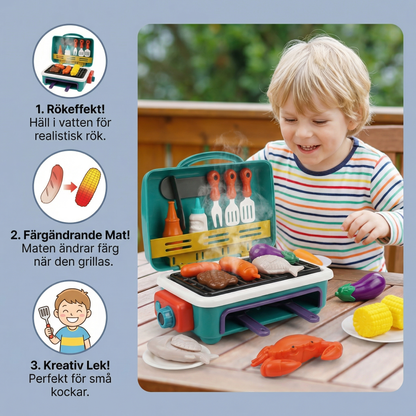 Min första BBQ-grill – Barnkök med rökeffekt och färgändrande mat