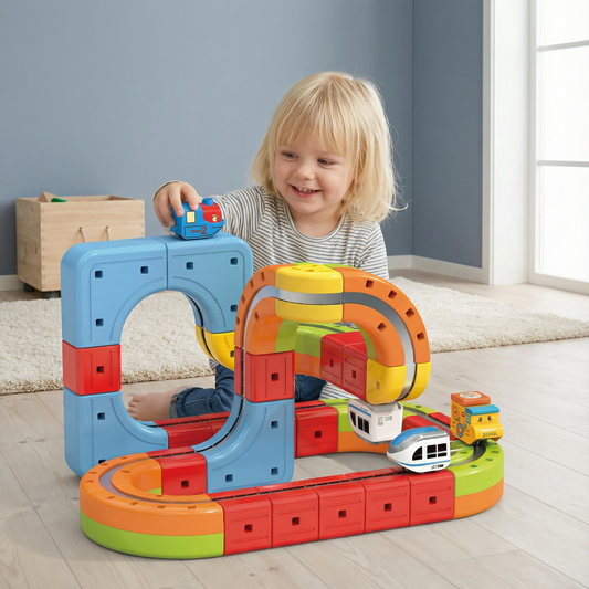 Magnetiskt kub- och spårleksak för barn