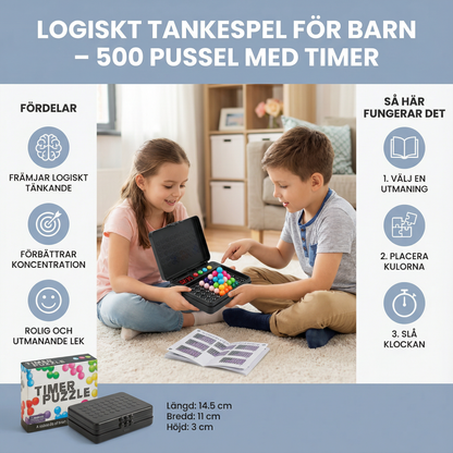 Logiskt tankespel för barn – 500 pussel med timer